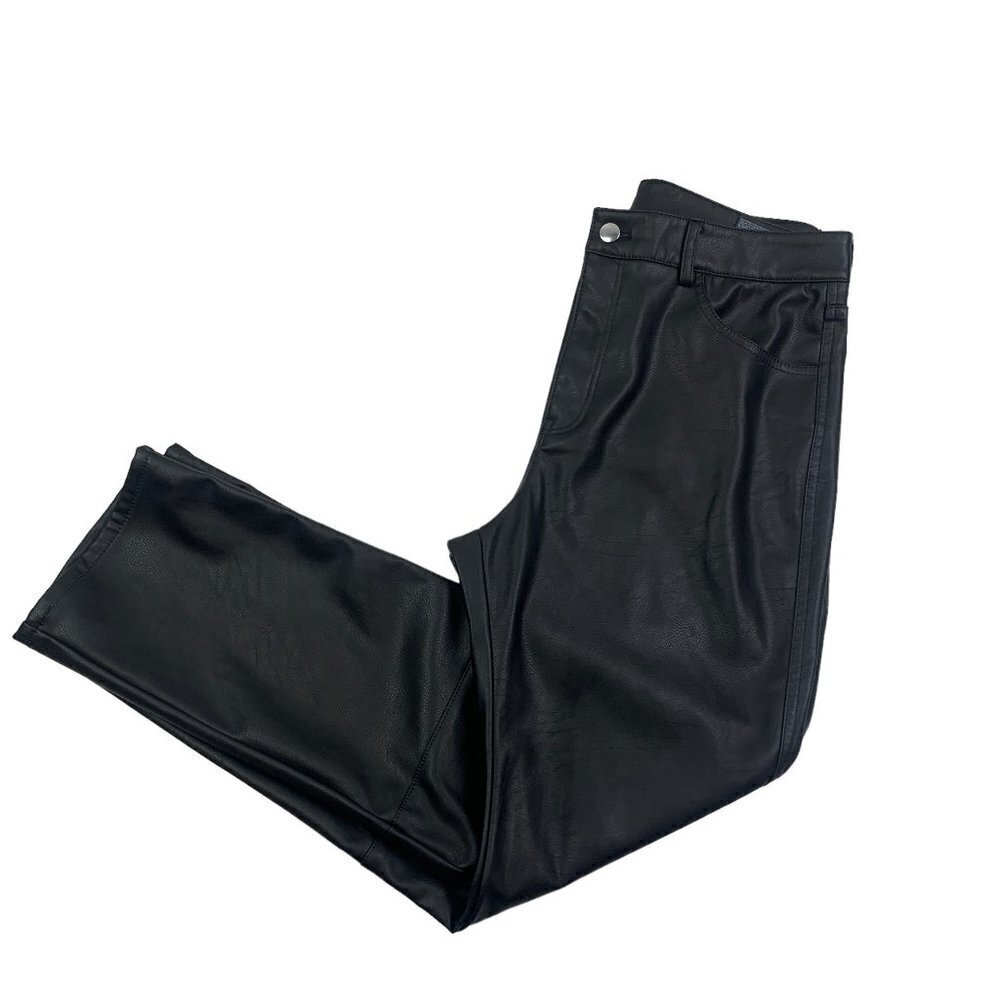 H&M Faux/Vegan Leather 5 Pocket Hi-Waisted Pants Women's Size 10